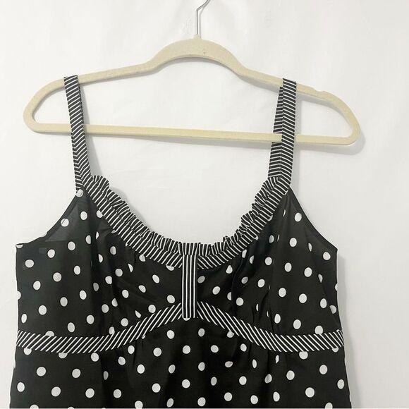 🟢Ann Taylor Loft Sleeveless Polka Dot Black White Camisole Tank Top Size 10 - Picture 8 of 8